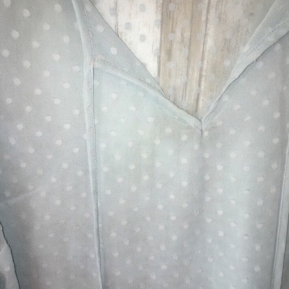 Libby. Edelman Sheer Ikat Blue Open Shoulder Top - Picture 5 of 5